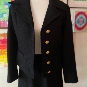 The Limited Black Boucle Suit S/6 Blazer Skirt